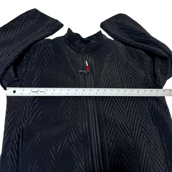 DKNY Bergdorf Goodman Black Quilted Chevron Jacket Red Satin Lining Size M - Picture 6 of 7